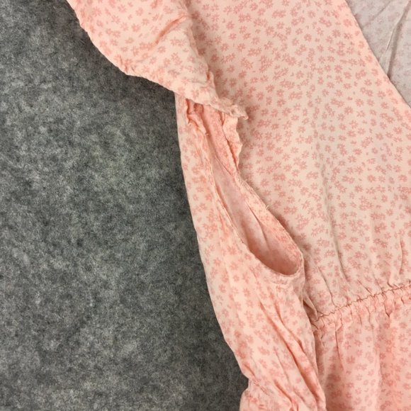 Wild Fable Top XXL 90s Y2K Babydoll Tie Front Flutter Sleeve Pink Floral Ditsy - Picture 6 of 10